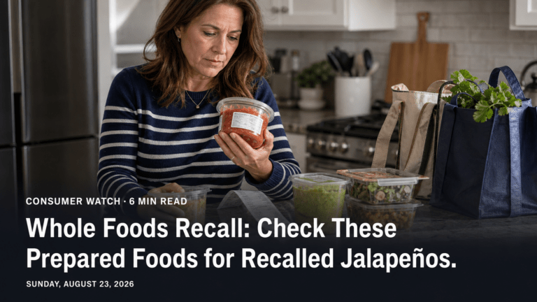 Shopper checking prepared-food labels during a jalapeno recall