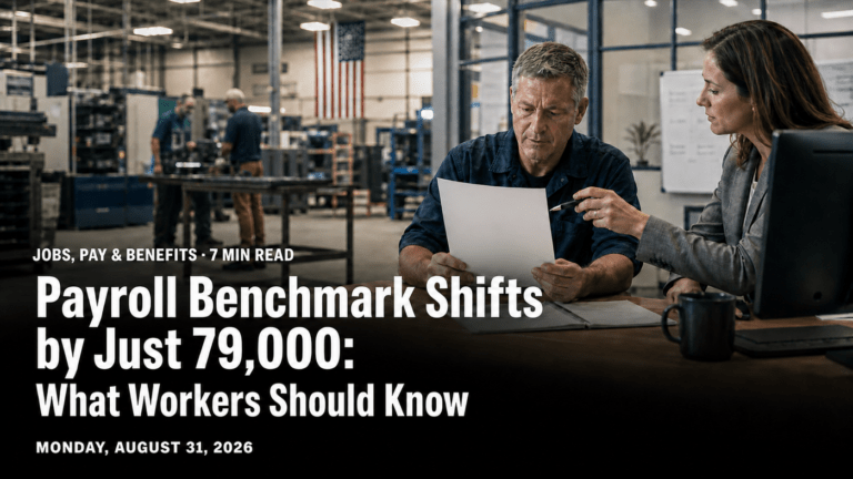 A worker and hiring manager reviewing an employment report in an American workplace